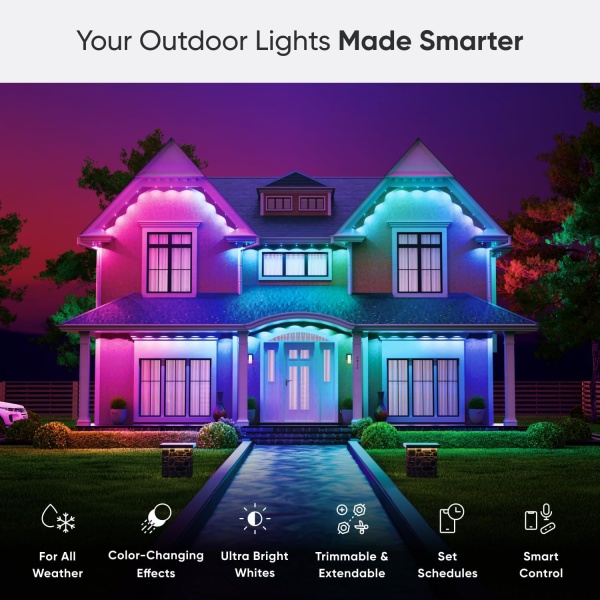 Nanoleaf Smart Multicolor Permanent Outdoor Lights Smarter Kit 98ft (30m) - Image 2