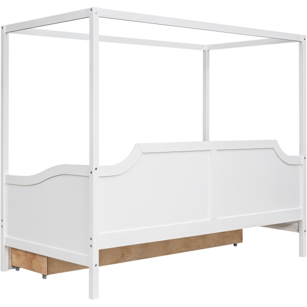 Bellemave Twin Canopy Beds Wood Daybed with Storage Drawer Modern 4-Poster Beds - Image 8