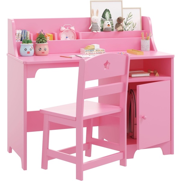 Kids Study Desk with Chair,Wooden Children Study Table, Kids Desk & Chair Sets - Image 3