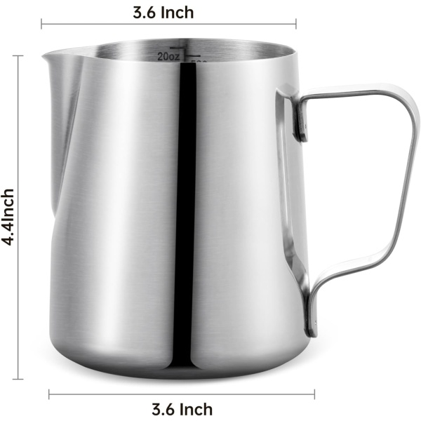 Neretva Milk Frothing Pitcher 20 oz Milk Hand Held Frother Steamer Pitcher Jug - Image 2