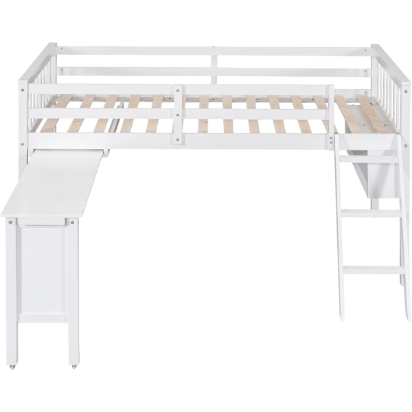 Bellemave Low Loft Bed with Desk and Storage Shelves, Twin Size Loft Beds - Image 6