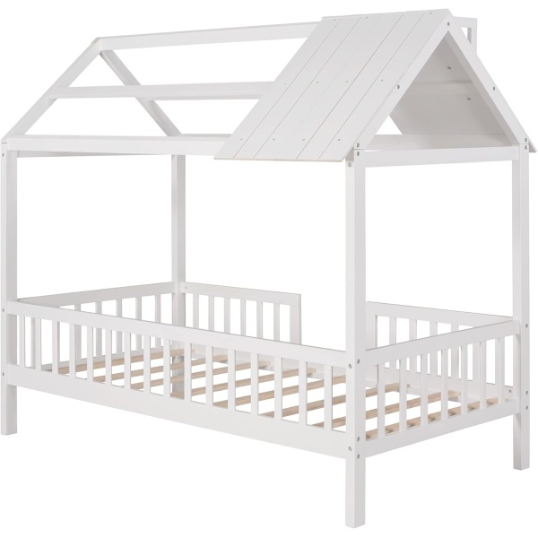 House Bed with Rails and Roof Kids Montessori Beds Wood Cabin Playhouse Bed - Image 7