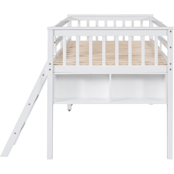 Bellemave Low Loft Bed with Desk and Storage Shelves, Twin Size Loft Beds - Image 8