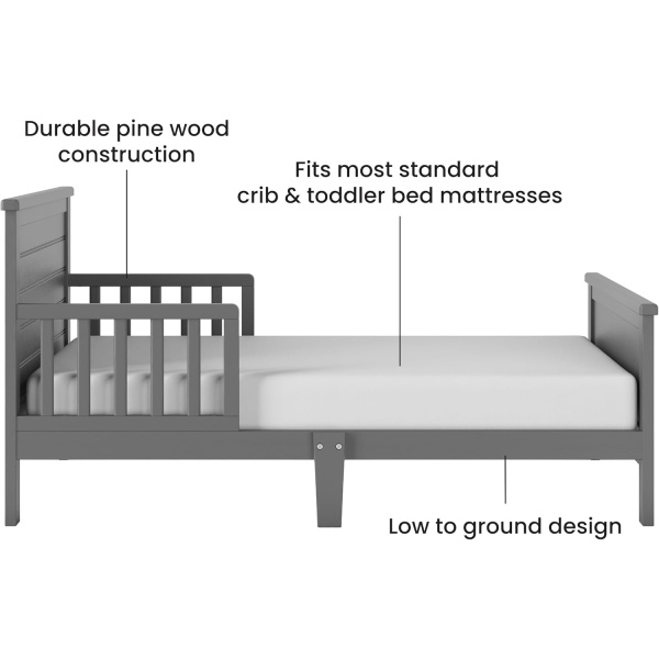 Child Craft Woodland Flat Top Toddler Bed for Kids with Guard Rails - Image 5