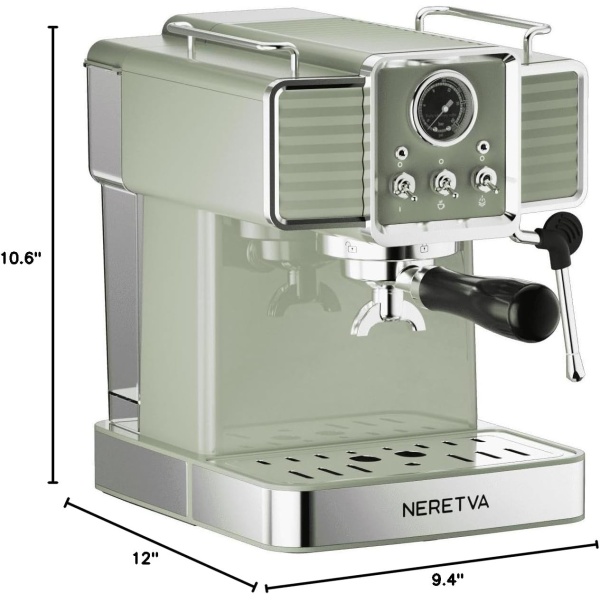 Neretva Espresso Coffee Machine 15 Bar Espresso Maker with Milk Frother Steam - Image 7