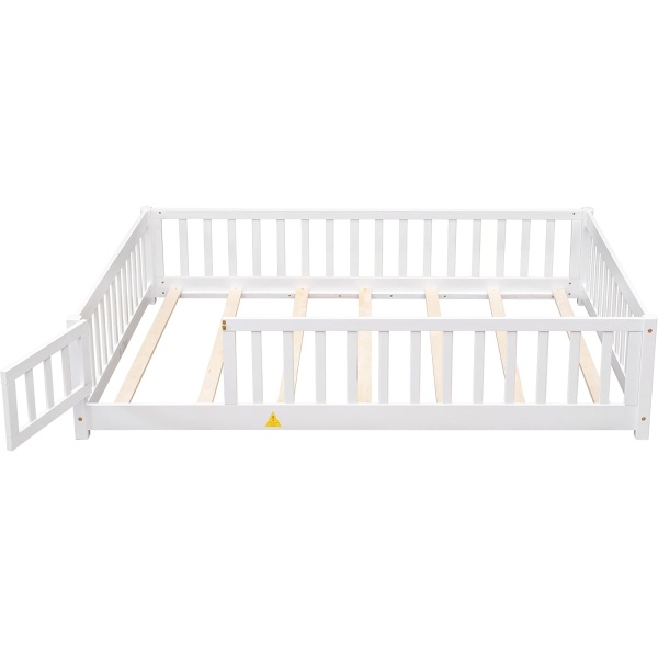 Full Size Floor Bed Frame for Kids Wood Montessori Floor Beds with Fence - Image 8