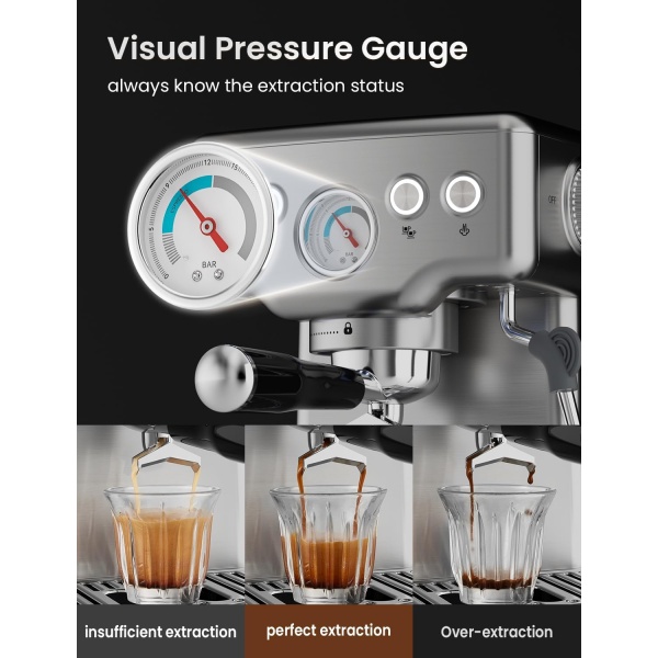 Neretva Espresso Machine, 2 in 1 Stainless Steel Coffee and Espresso Maker - Image 2