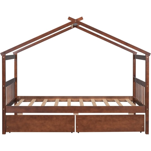 Twin Size House Bed with 2 Storage Drawers Wooden Kids Montessori House Bed - Image 6
