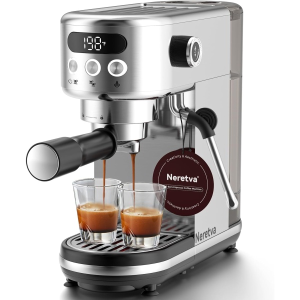 Neretva 20 Bar Espresso Machine, Super Compact Espresso Maker with LED Display