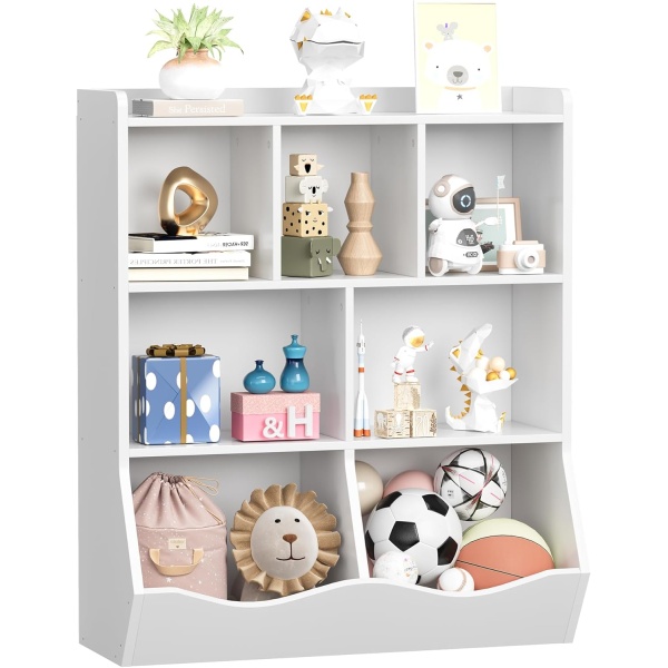 White Toy Storage Cabinet, Three-Tier Kids Bookshelf and Bookcase for Storage - Image 9