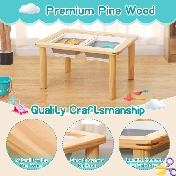 FUNLIO Wooden Sensory Table with 2 Bins for Toddlers 1-5, 4-Level Height - Image 5