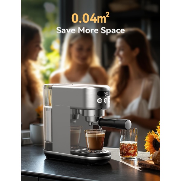 Neretva 20 Bar Espresso Machine, Super Compact Espresso Maker with LED Display - Image 6