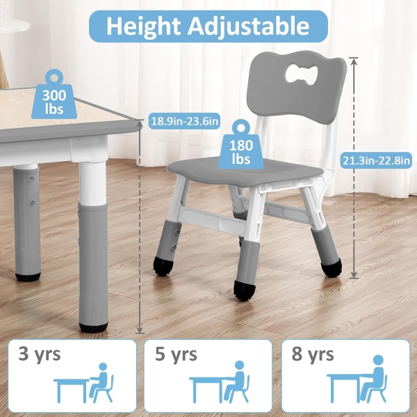 Kids Table and Chairs Set, Height Adjustable Desk for Ages 2-10,Arts & Crafts - Image 2