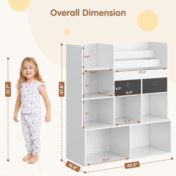 Kids Bookcase with Drawers 47.8in Toy Storage Organizer Children Bookshelf - Image 2
