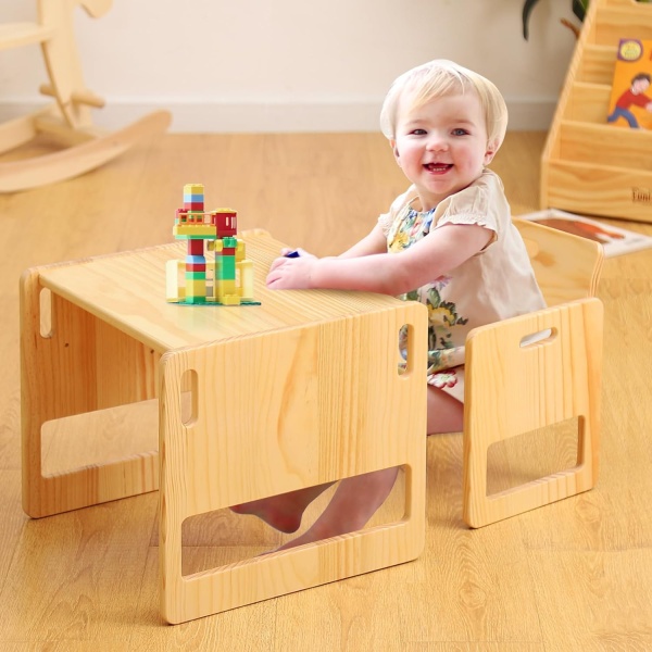 FUNLIO Montessori Weaning Table and Chair Set for Toddlers Age 1-3, Height