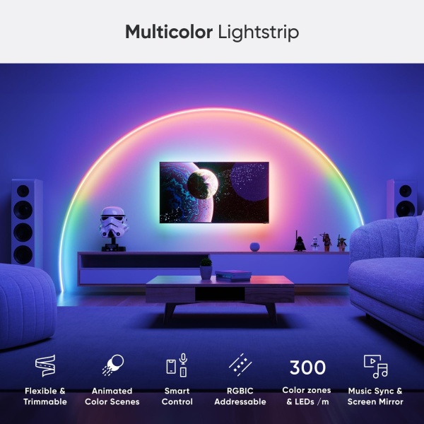 Nanoleaf Essentials Matter Bluetooth & WiFi Smart Multicolor LED Lightstrip 200" - Image 2