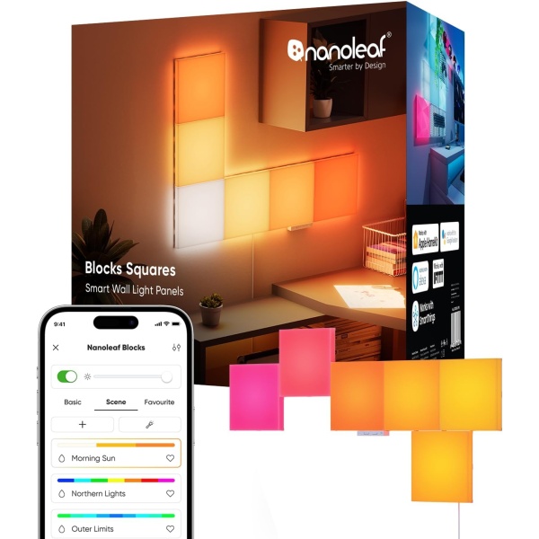 Nanoleaf Blocks Squares Smarter Kit - WiFi Smart RGBW 16M+ Color LED Dimmable