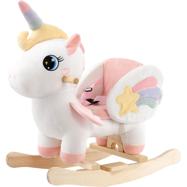 FUNLIO Unicorn Baby Rocking Horse, Rainbow Fairy Unicorn Rocking Horse