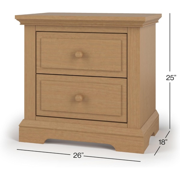 Child Craft Jordyn 2 Drawer Nightstand for Nursery or Bedroom, Large Storage - Image 3