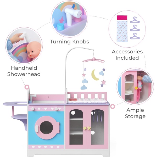 Teamson Kids - Olivia's Classic 6 in 1 Baby Doll Changing Station with Storage - Image 3