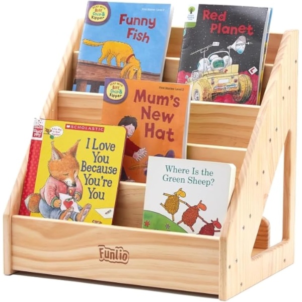 FUNLIO Montessori Bookshelf for Toddlers 1-5 Years, Front-Facing Kids Bookshelf