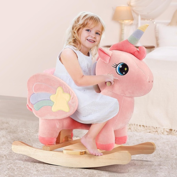 FUNLIO Unicorn Baby Rocking Horse, Pink Fairy Unicorn Rocking Horse for Toddlers - Image 2