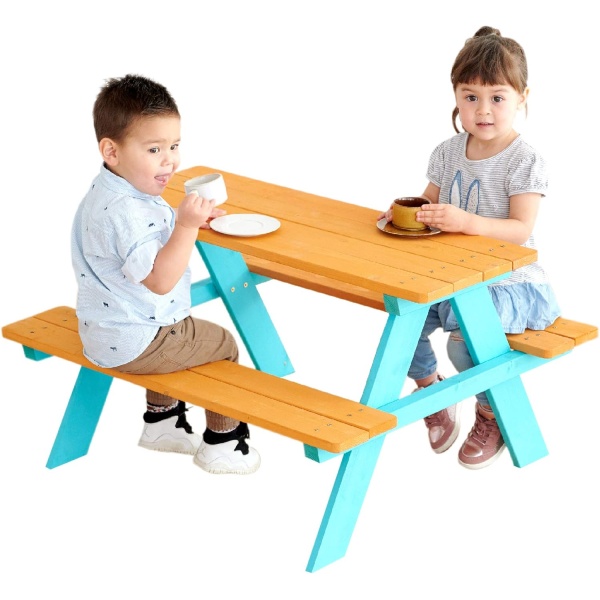 Teamson Kids - Wooden Outdoor Child Children Kids Picnic Table & Chair Bench Set - Image 2