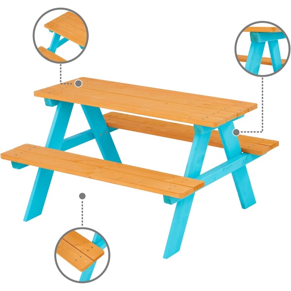 Teamson Kids - Wooden Outdoor Child Children Kids Picnic Table & Chair Bench Set - Image 6