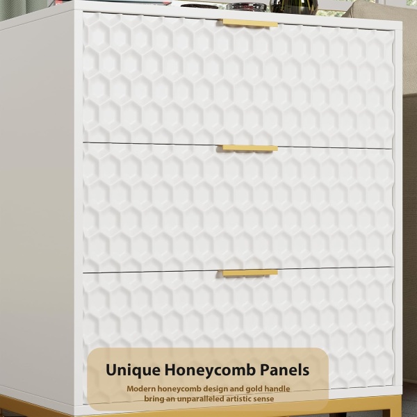 3 Drawer Dresser for Bedroom, Modern Nightstand with Wide Top, Chest of Drawers - Image 8