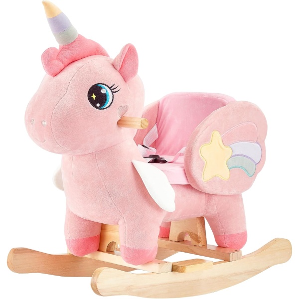 FUNLIO Unicorn Baby Rocking Horse, Pink Fairy Unicorn Rocking Horse for Toddlers