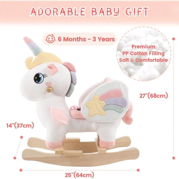 FUNLIO Unicorn Baby Rocking Horse, Rainbow Fairy Unicorn Rocking Horse - Image 5