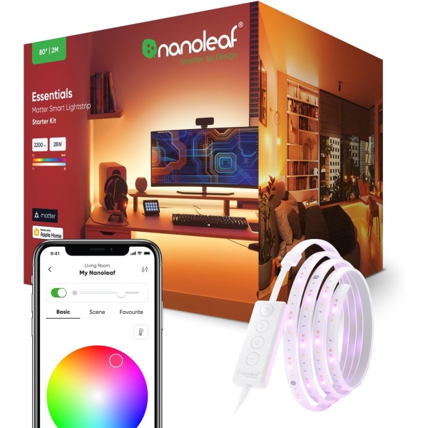 Nanoleaf Essentials Matter Bluetooth & Thread Smart LED Lightstrip 80" Smarter