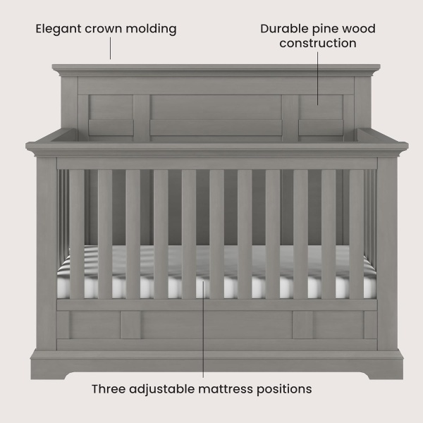 Child Craft Jordyn Full Panel 4-in-1 Convertible Crib, Baby Crib Converts to Day - Image 4