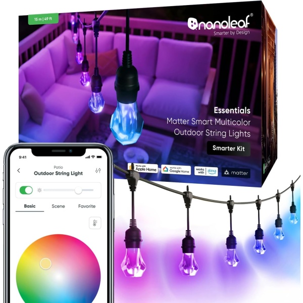 Nanoleaf Essentials Matter Smart Multicolor Outdoor String Lights Smarter Kit