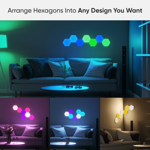 Nanoleaf Shapes WiFi and Thread Smart RGBW 16M+ Color LED Dimmable Gaming - Image 2