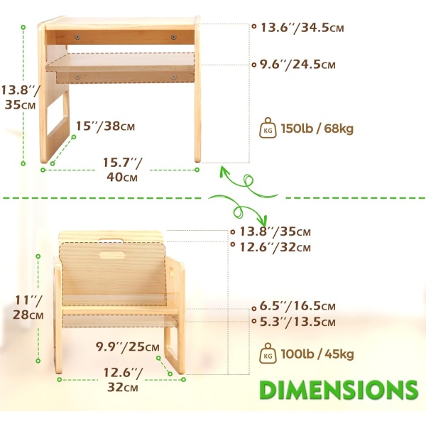 FUNLIO Montessori Weaning Table and Chair Set for Toddlers Age 1-3, Height - Image 5