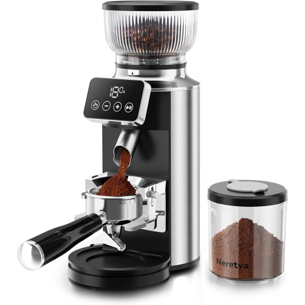 Neretva Burr Coffee Grinder Electric, 2 in 1 Stainless Steel Coffee Grinder Burr