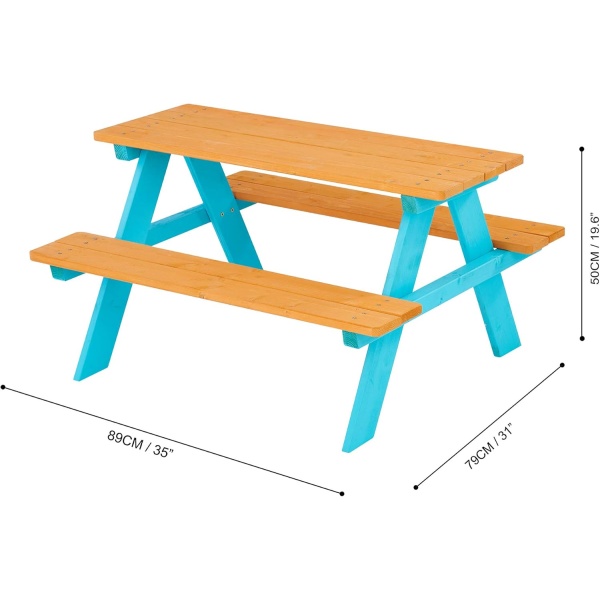 Teamson Kids - Wooden Outdoor Child Children Kids Picnic Table & Chair Bench Set - Image 5
