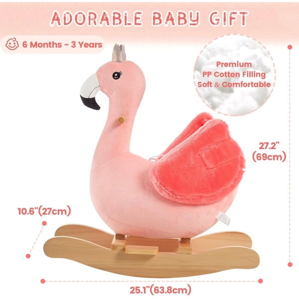 FUNLIO Flamingo Baby Rocking Horse for Toddlers 6 Months to 3 Years, Cute - Image 5