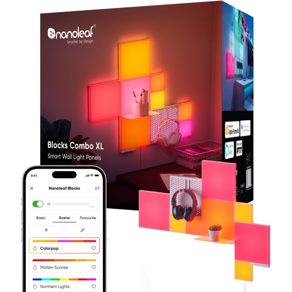 Nanoleaf Blocks Combo XL Smarter Kit - WiFi Smart RGBW 16M+ Color LED Dimmable