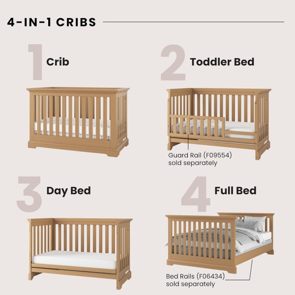 Child Craft Jordyn 4-in-1 Convertible Crib, Baby Crib Converts to Day Bed - Image 3