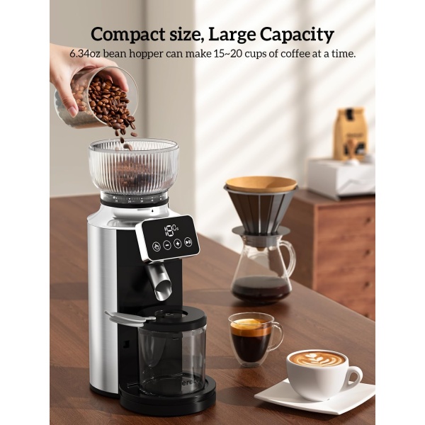 Neretva Burr Coffee Grinder Electric, 2 in 1 Stainless Steel Coffee Grinder Burr - Image 6