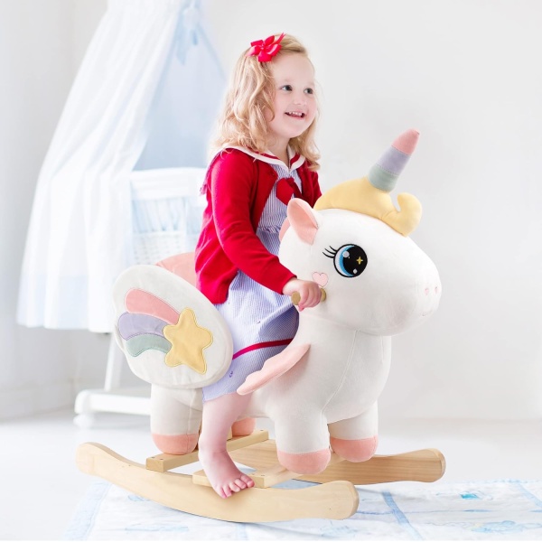 FUNLIO Unicorn Baby Rocking Horse, Rainbow Fairy Unicorn Rocking Horse - Image 2