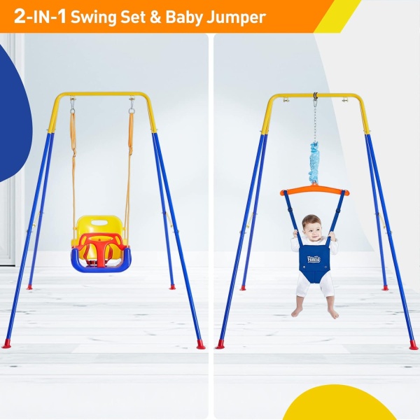 FUNLIO 2 in 1 Swing Set for Toddler & Baby Jumper, Heavy Duty Kids Swing - Image 2