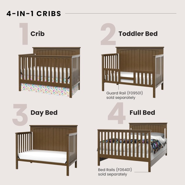 Child Craft Sheldon 4-in-1 Convertible Crib, Baby Crib Converts to Day Bed - Image 8