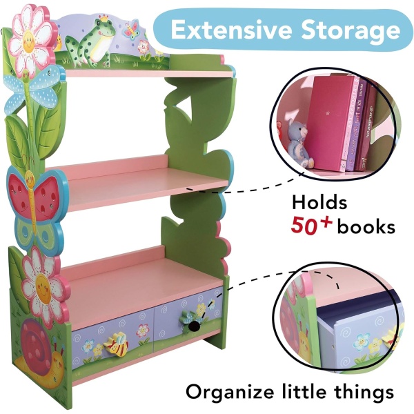 Fantasy Fields Magic Garden Multi-Tiered Wooden Children's Bookshelf and Storage - Image 5