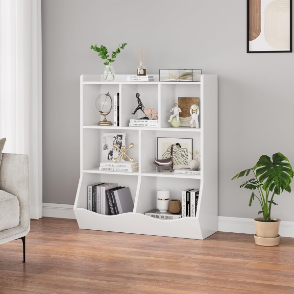 White Toy Storage Cabinet, Three-Tier Kids Bookshelf and Bookcase for Storage - Image 7