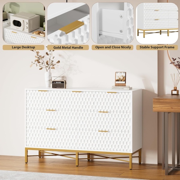 White 7 Drawer Dresser for Bedroom, Simply Modern Chest of Drawers for Closet - Image 7