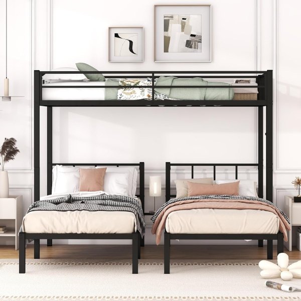 Twin Over Twin Over Twin Triple Bunk Bed for Kids,3 Bed Bunk Beds - Image 3