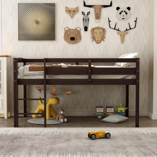 Bellemave Low Loft Bed with Ladder, Wood Loft Bed Twin Size for Adults and Kids - Image 3